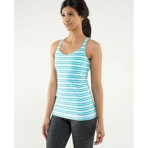 EUC LULULEMON Free To Be Tank Twin Stripe Spry Blue Aqua